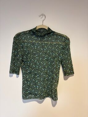 Anthro Sheer Mock Neck Top